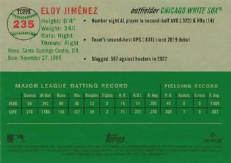 2023 Topps Chrome Platinum Anniversary #235 Eloy Jimenez EX Excellent Chicago White Sox Baseball Card - Baseball Card