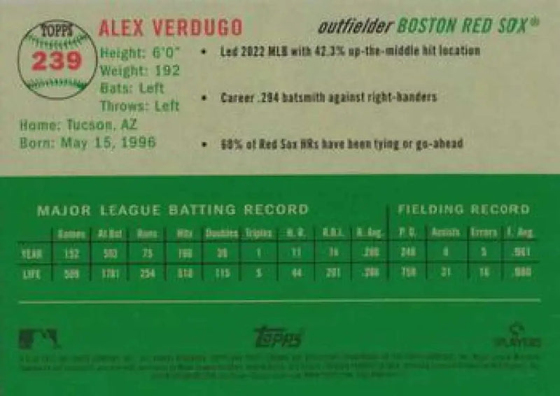 2023 Topps Chrome Platinum Anniversary #239 Alex Verdugo EX Excellent Boston Red Sox Baseball Card - Baseball Card