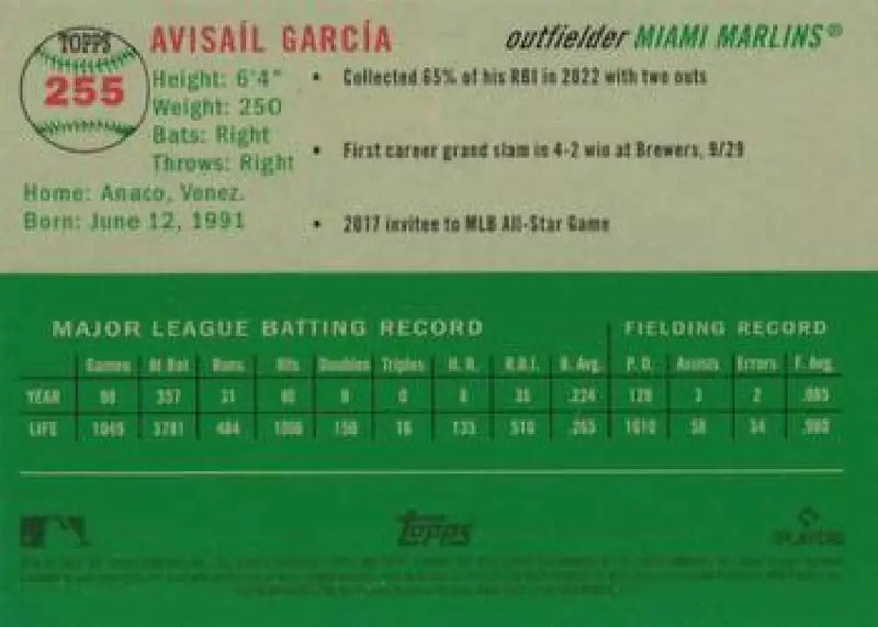 2023 Topps Chrome Platinum Anniversary #255 Avisail Garcia EX Excellent Miami Marlins Baseball Card - Baseball Card