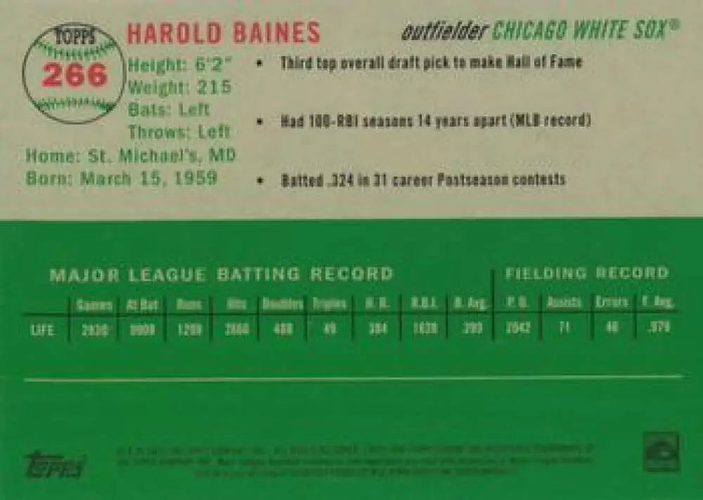 2023 Topps Chrome Platinum Anniversary #266 Harold Baines EX Excellent Chicago White Sox Baseball Card - Baseball Card