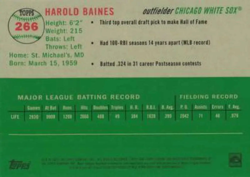 2023 Topps Chrome Platinum Anniversary #266 Harold Baines EX Excellent Chicago White Sox Baseball Card - Baseball Card