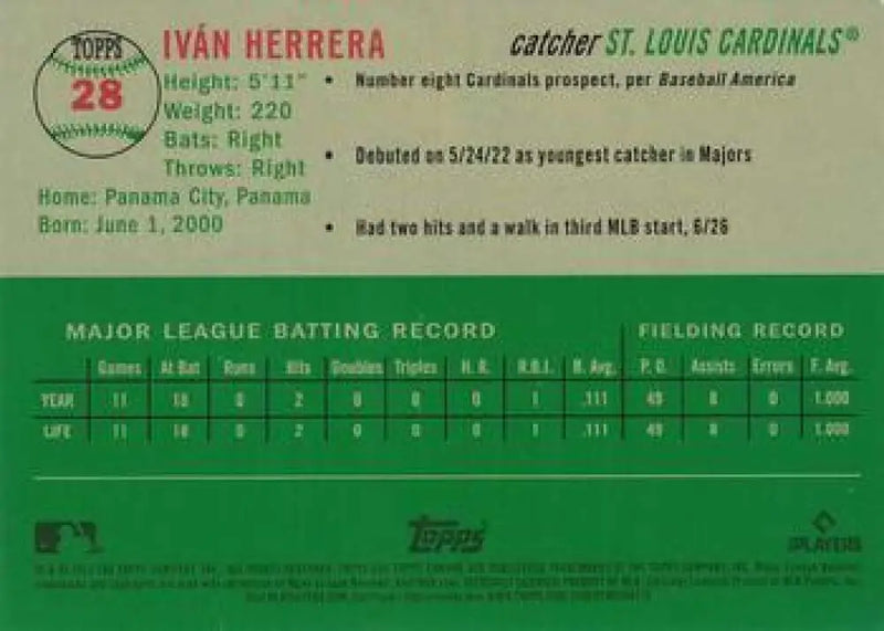 2023 Topps Chrome Platinum Anniversary #28 Ivan Herrera EX Excellent RC Rookie St. Louis Cardinals Baseball Card