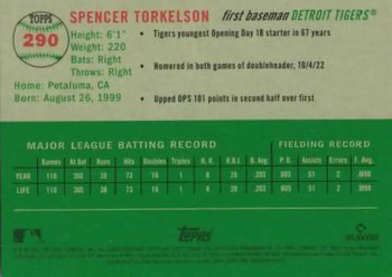 2023 Topps Chrome Platinum Anniversary #290 Spencer Torkelson EX Excellent Detroit Tigers Baseball Card - Baseball Card