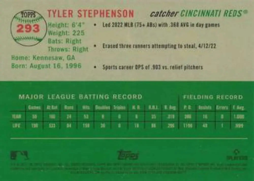 2023 Topps Chrome Platinum Anniversary #293 Tyler Stephenson EX Excellent Cincinnati Reds Baseball Card - Baseball Card