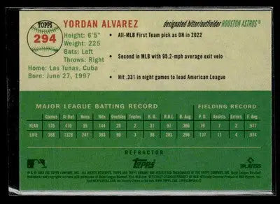 2023 Topps Chrome Platinum Anniversary #294 Yordan Alvarez Refractor - Baseball Card Single