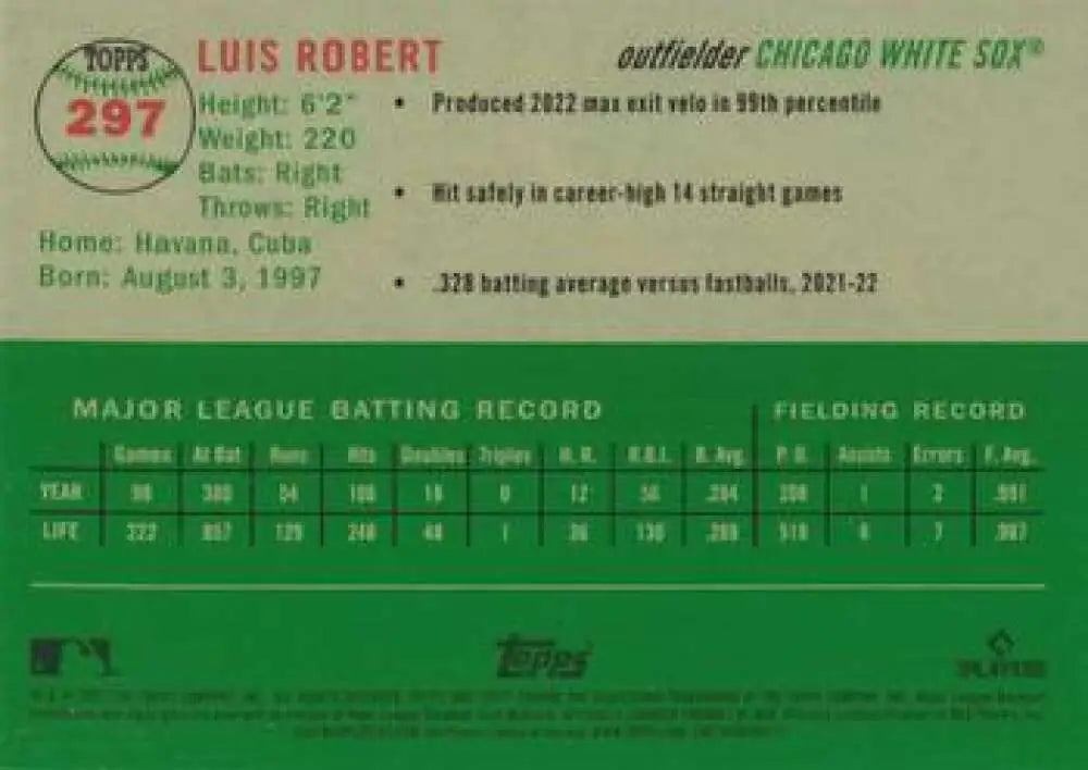 2023 Topps Chrome Platinum Anniversary #297 Luis Robert EX Excellent Chicago White Sox Baseball Card - Baseball Card