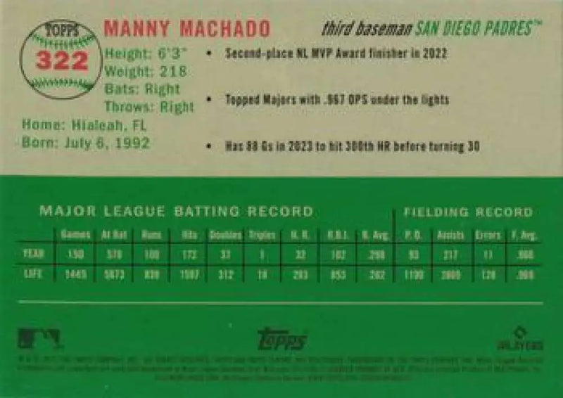 2023 Topps Chrome Platinum Anniversary #322 Manny Machado EX Excellent San Diego Padres Baseball Card - Baseball Card