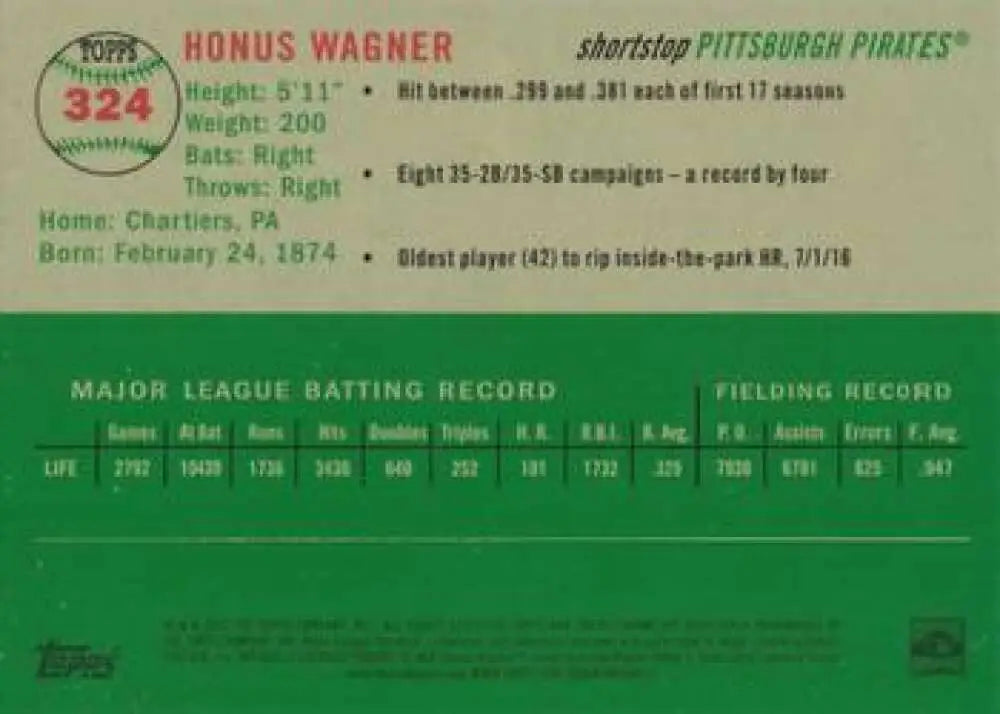 2023 Topps Chrome Platinum Anniversary #324 Honus Wagner EX Excellent Pittsburgh Pirates Baseball Card - Baseball Card