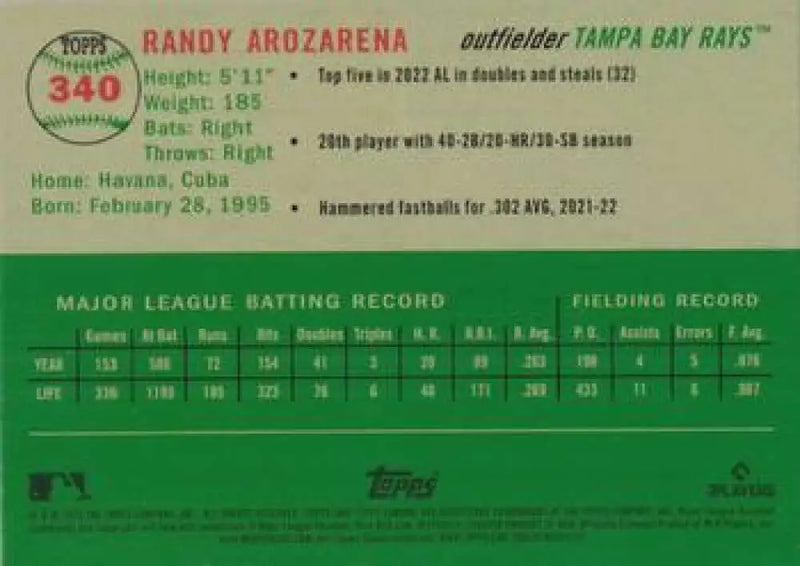 2023 Topps Chrome Platinum Anniversary #340 Randy Arozarena EX Excellent Tampa Bay Rays Baseball Card - Baseball Card