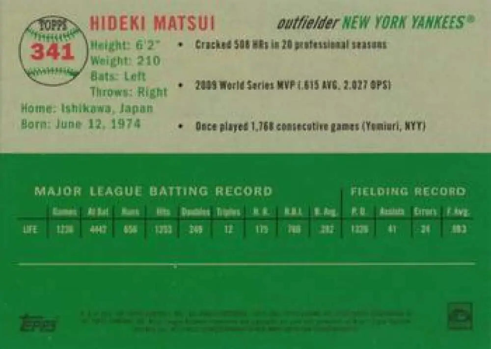 2023 Topps Chrome Platinum Anniversary #341 Hideki Matsui EX Excellent New York Yankees Baseball Card - Baseball Card