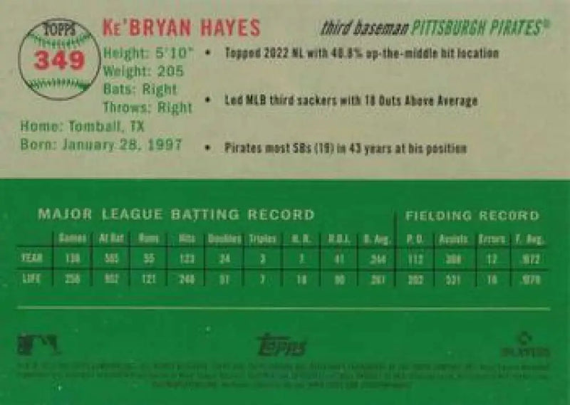 2023 Topps Chrome Platinum Anniversary #349 Ke’Bryan Hayes EX Excellent Pittsburgh Pirates Baseball Card - Baseball