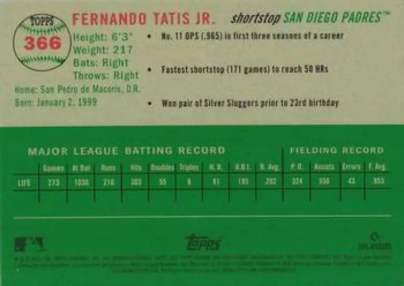 2023 Topps Chrome Platinum Anniversary #366 Fernando Tatis Jr. EX Excellent San Diego Padres Baseball Card - Baseball
