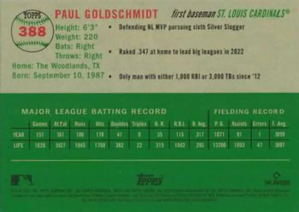 2023 Topps Chrome Platinum Anniversary #388 Paul Goldschmidt EX Excellent St. Louis Cardinals Baseball Card - Baseball