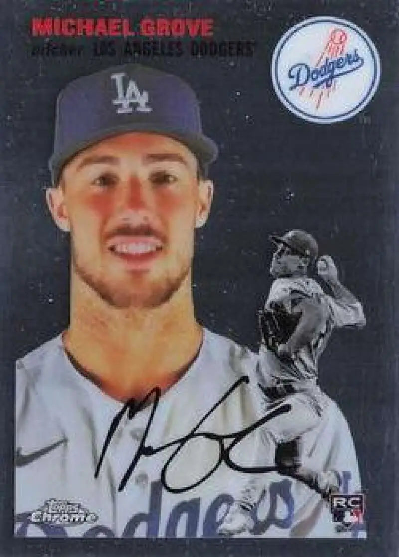 2023 Topps Chrome Platinum Anniversary #39 Michael Grove EX Excellent RC Rookie Los Angeles Dodgers Baseball Card