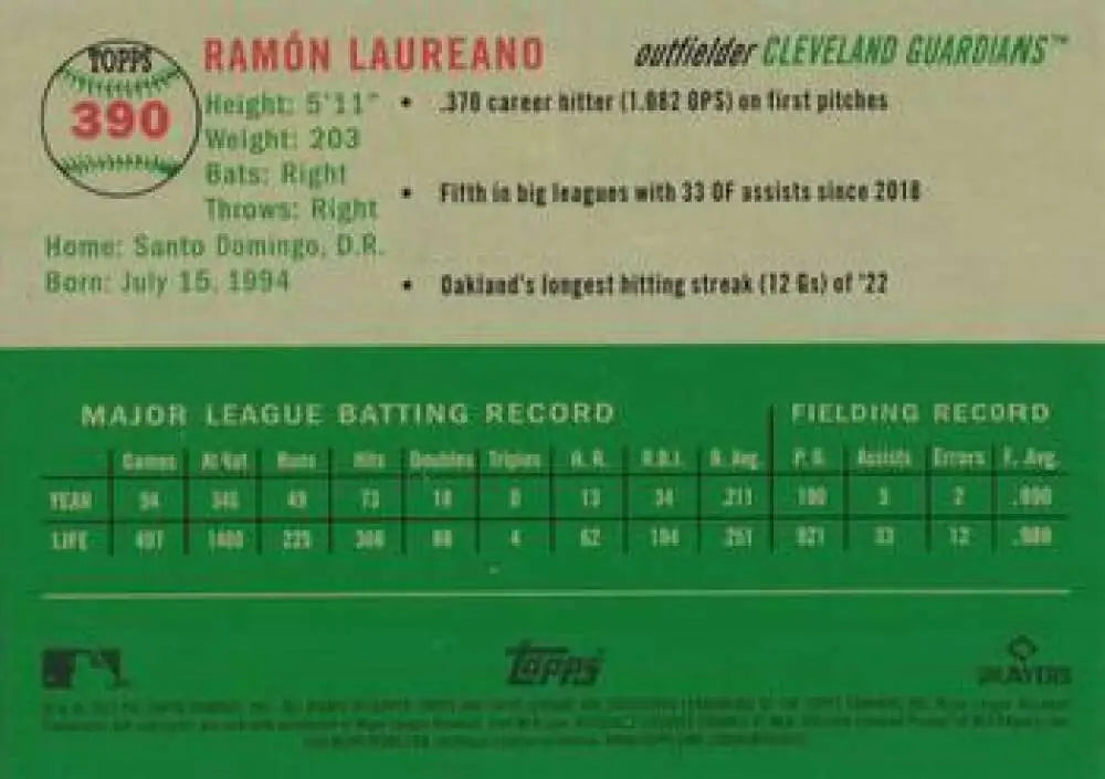 2023 Topps Chrome Platinum Anniversary #390 Ramon Laureano EX Excellent Cleveland Guardians Baseball Card - Baseball