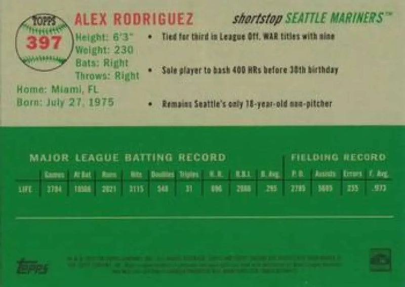 2023 Topps Chrome Platinum Anniversary #397 Alex Rodriguez EX Excellent Seattle Mariners Baseball Card - Baseball Card