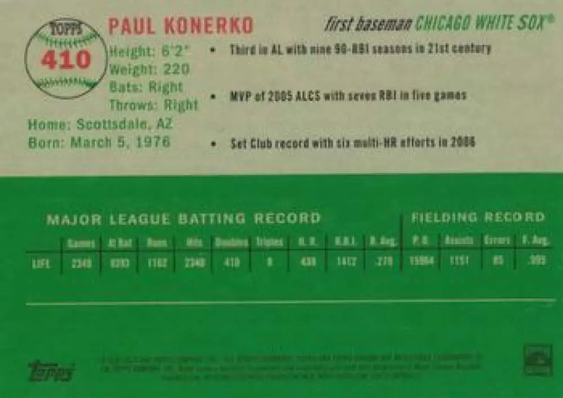 2023 Topps Chrome Platinum Anniversary #410 Paul Konerko EX Excellent Chicago White Sox Baseball Card - Baseball Card