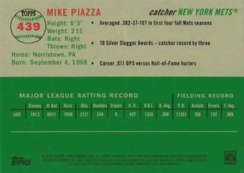 2023 Topps Chrome Platinum Anniversary #439 Mike Piazza EX Excellent New York Mets Baseball Card - Baseball Card Single
