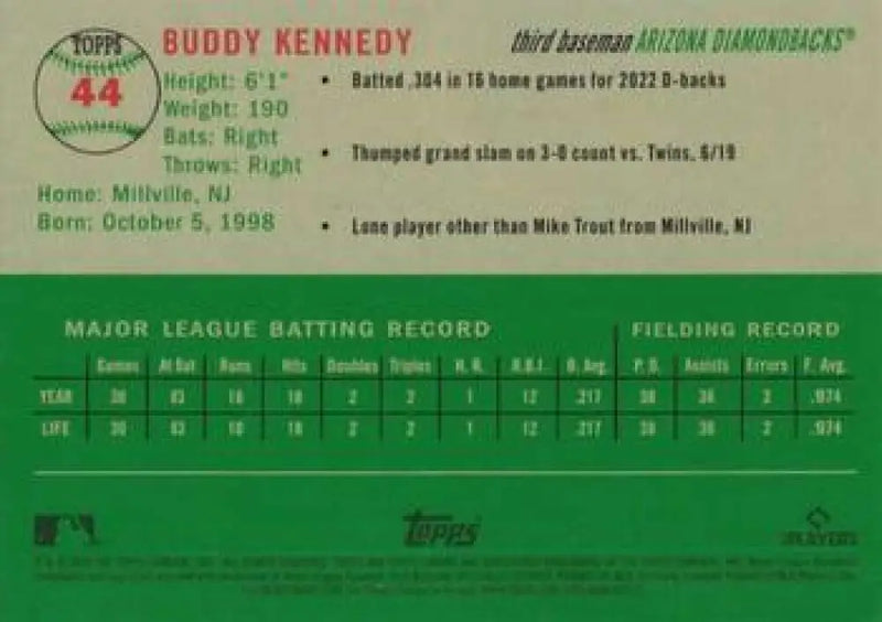 2023 Topps Chrome Platinum Anniversary #44 Buddy Kennedy EX Excellent RC Rookie Arizona Diamondbacks Baseball Card