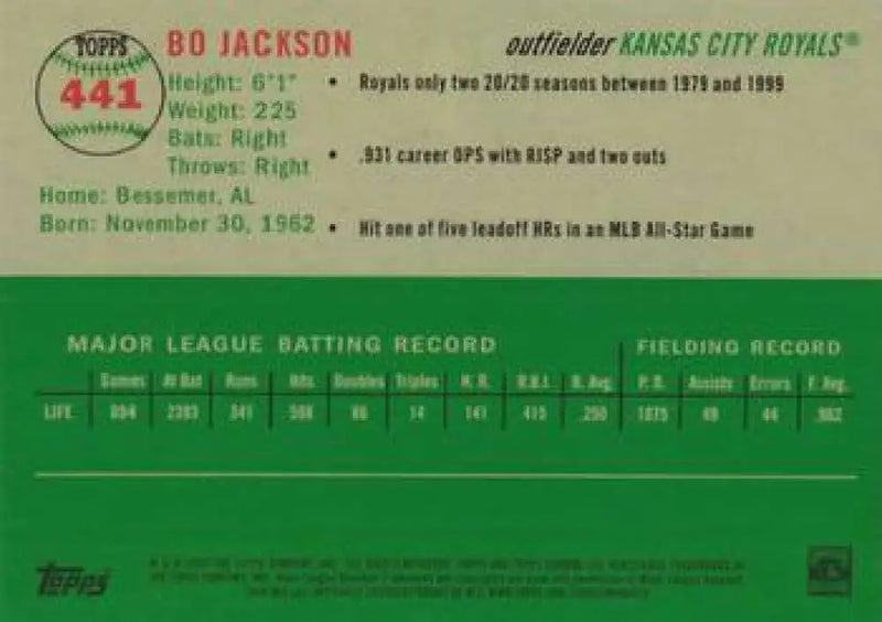 2023 Topps Chrome Platinum Anniversary #441 Bo Jackson EX Excellent Kansas City Royals Baseball Card - Baseball Card