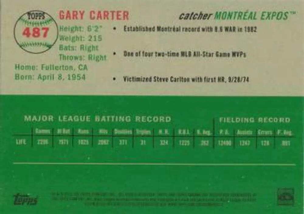 2023 Topps Chrome Platinum Anniversary #487 Gary Carter EX Excellent Montreal Expos Baseball Card - Baseball Card Single