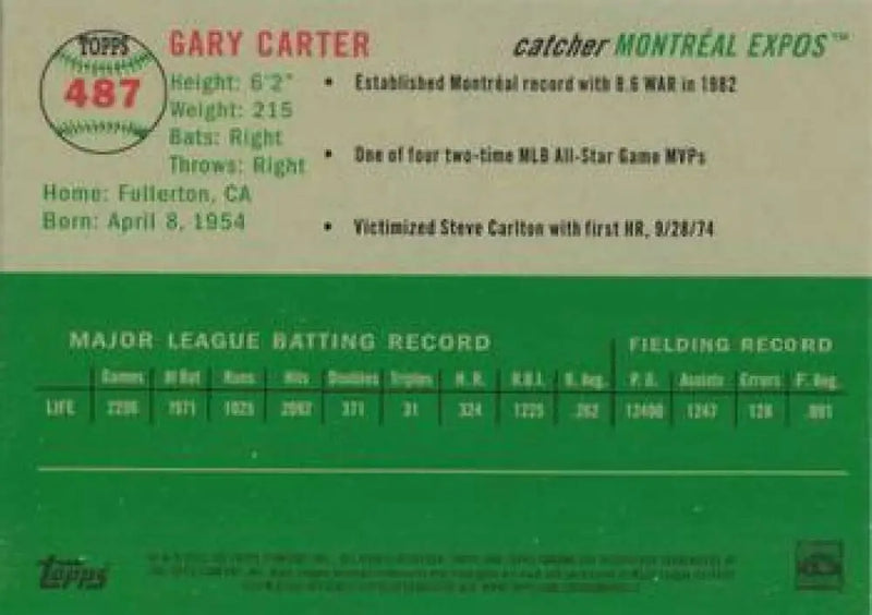 2023 Topps Chrome Platinum Anniversary #487 Gary Carter EX Excellent Montreal Expos Baseball Card - Baseball Card Single
