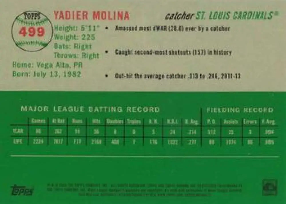 2023 Topps Chrome Platinum Anniversary #499 Yadier Molina EX Excellent St. Louis Cardinals Baseball Card - Baseball