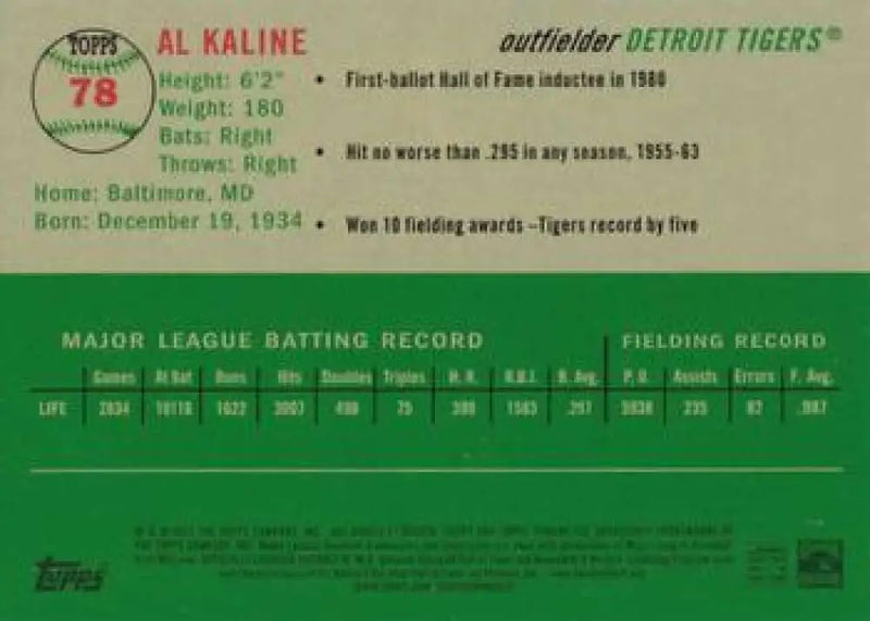 2023 Topps Chrome Platinum Anniversary #78 Al Kaline EX Excellent Detroit Tigers Baseball Card - Baseball Card Single