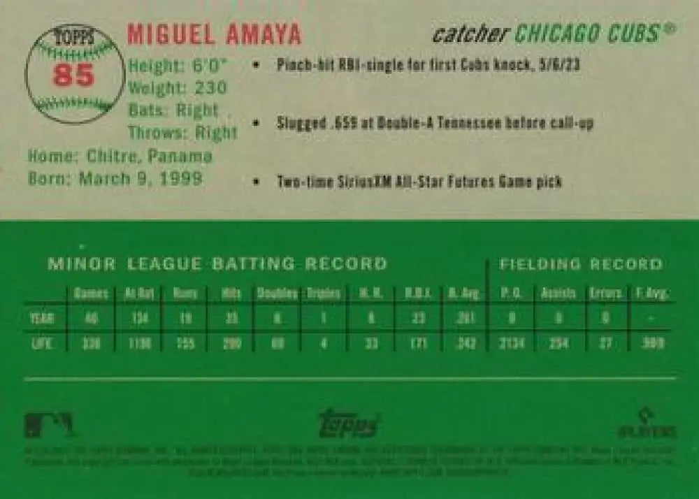 2023 Topps Chrome Platinum Anniversary #85 Miguel Amaya EX Excellent RC Rookie Chicago Cubs Baseball Card - Baseball