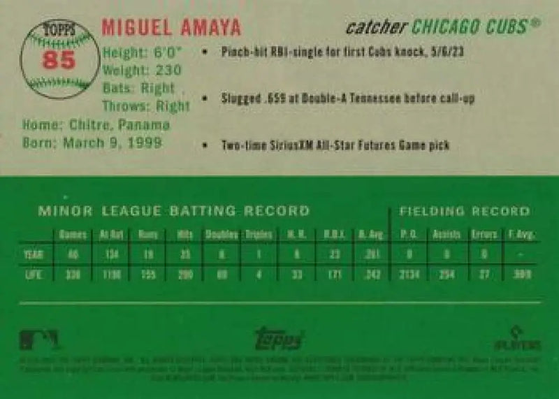 2023 Topps Chrome Platinum Anniversary #85 Miguel Amaya EX Excellent RC Rookie Chicago Cubs Baseball Card - Baseball