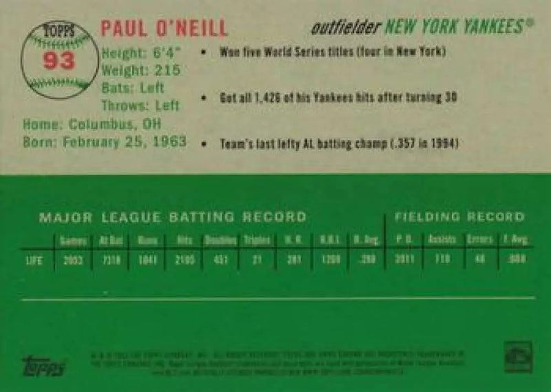 2023 Topps Chrome Platinum Anniversary #93 Paul O’Neill EX Excellent New York Yankees Baseball Card - Baseball Card