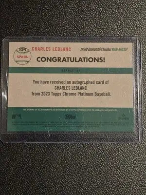 2023 Topps Chrome Platinum Anniversary Charles Leblanc Autographs #/199 - Baseball Card Single
