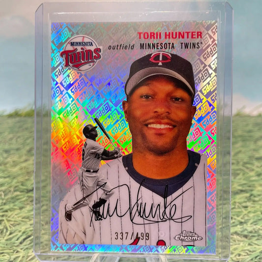 2023 Topps Chrome Platinum Anniversary Torii Hunter Topps Logo Refractor baseball card