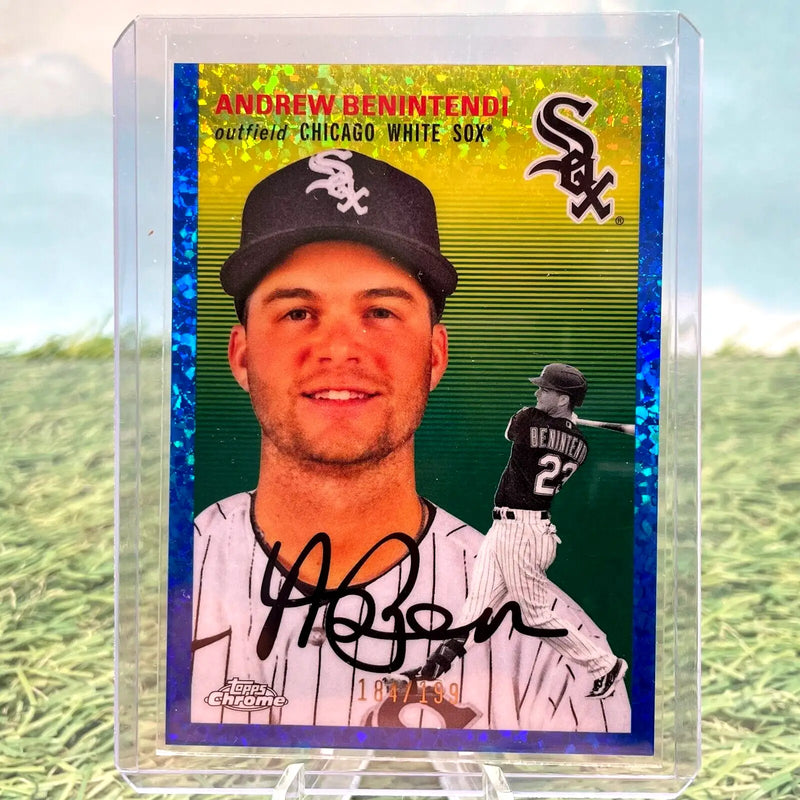 Andrew Benintendi autographed baseball card from 2023 Topps Chrome Platinum, Chicago White Sox