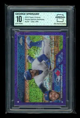 2023 Topps Chrome Purple Speckle Refractor George Springer #134 108/299 AC 10 - Baseball Card Single