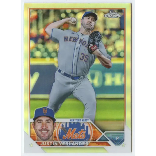 2023 Topps Chrome Refractor #126 Justin Verlander NM-MT New York Mets Baseball Card - Baseball Card Single