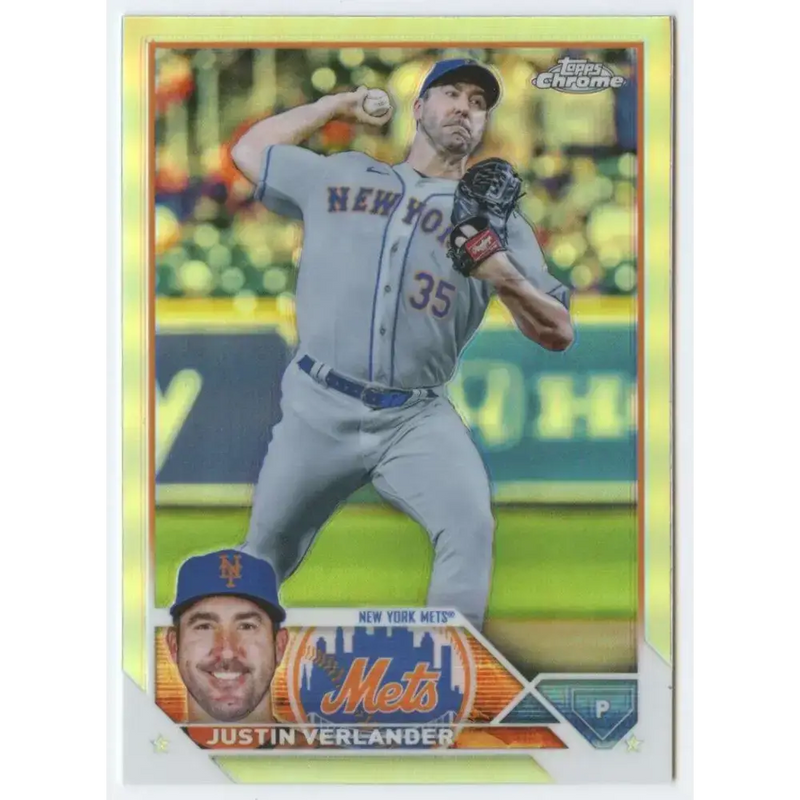 2023 Topps Chrome Refractor #126 Justin Verlander NM-MT New York Mets Baseball Card - Baseball Card Single
