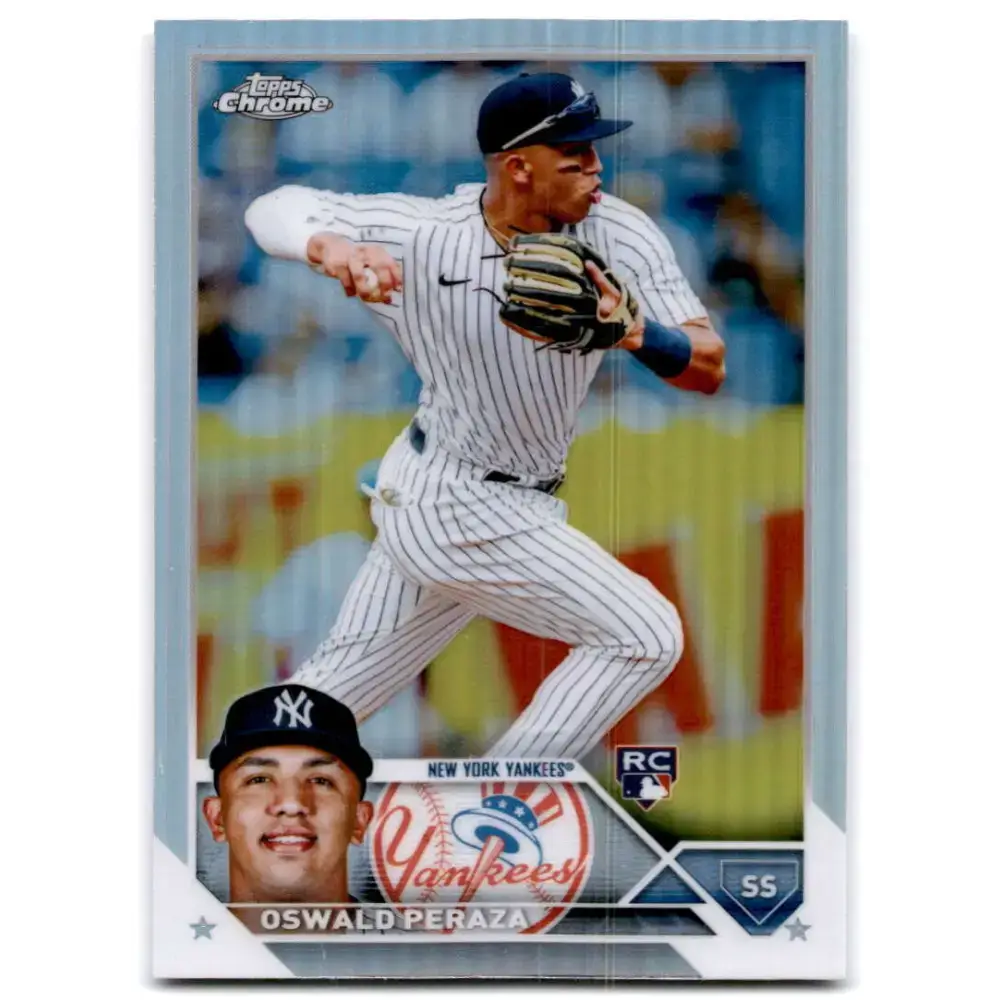 2023 Topps Chrome Refractor #132 Oswald Peraza NM-MT RC Rookie New York Yankees Baseball Card - Baseball Card Single