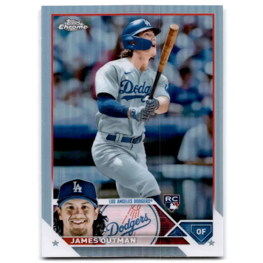 2023 Topps Chrome Refractor #81 James Outman NM-MT RC Rookie Los Angeles Dodgers Baseball Card - Baseball Card Single