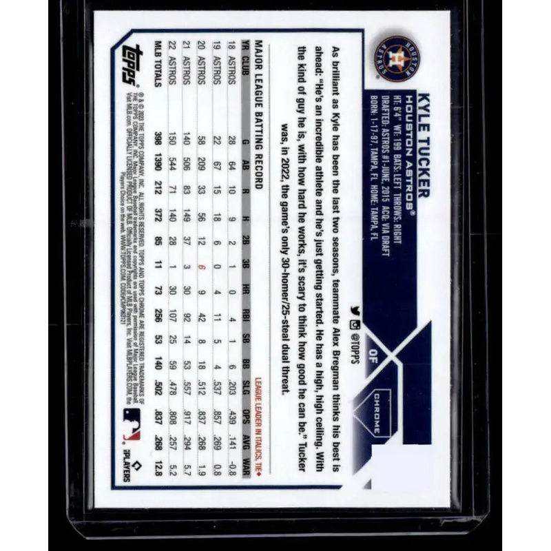 2023 Topps Chrome Refractor Negative #6 Kyle Tucker NM-MT Houston Astros Baseball Card - Baseball Card Single