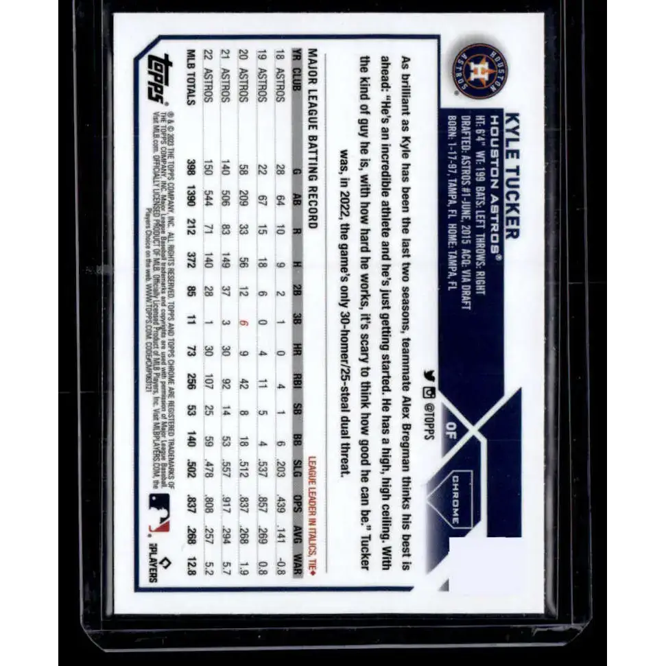 2023 Topps Chrome Refractor Negative #6 Kyle Tucker NM-MT Houston Astros Baseball Card - Baseball Card Single