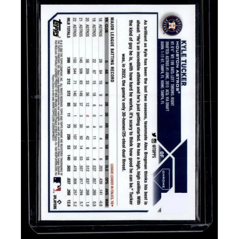 2023 Topps Chrome Refractor Negative #6 Kyle Tucker NM-MT Houston Astros Baseball Card - Baseball Card Single