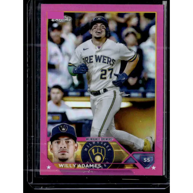 2023 Topps Chrome Refractor Pink #101 Willy Adames NM-MT Milwaukee Brewers Baseball Card - Baseball Card Single