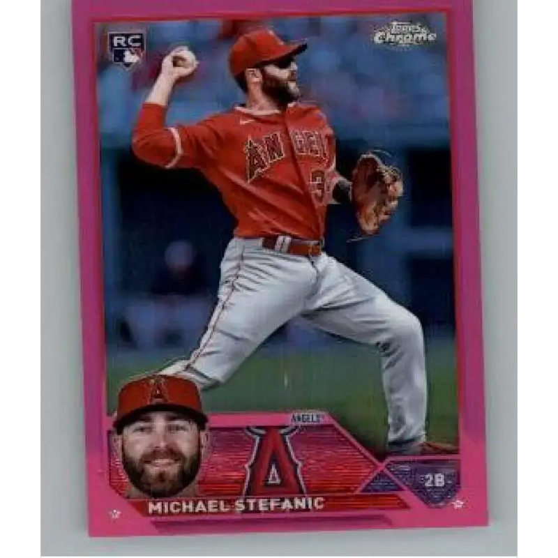 2023 Topps Chrome Refractor Pink #138 Michael Stefanic NM-MT RC Rookie Los Angeles Angels Baseball Card - Baseball Card