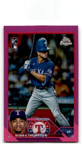 Bubba Thompson baseball card with original gloss in 2023 Topps Chrome Refractor Pink