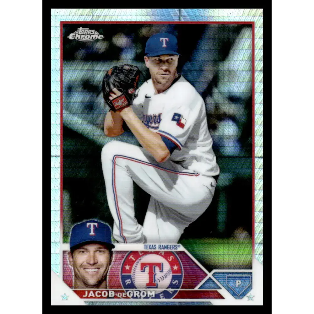 2023 Topps Chrome Refractor Prism #12 Jacob deGrom NM-MT Texas Rangers Baseball Card - Baseball Card Single