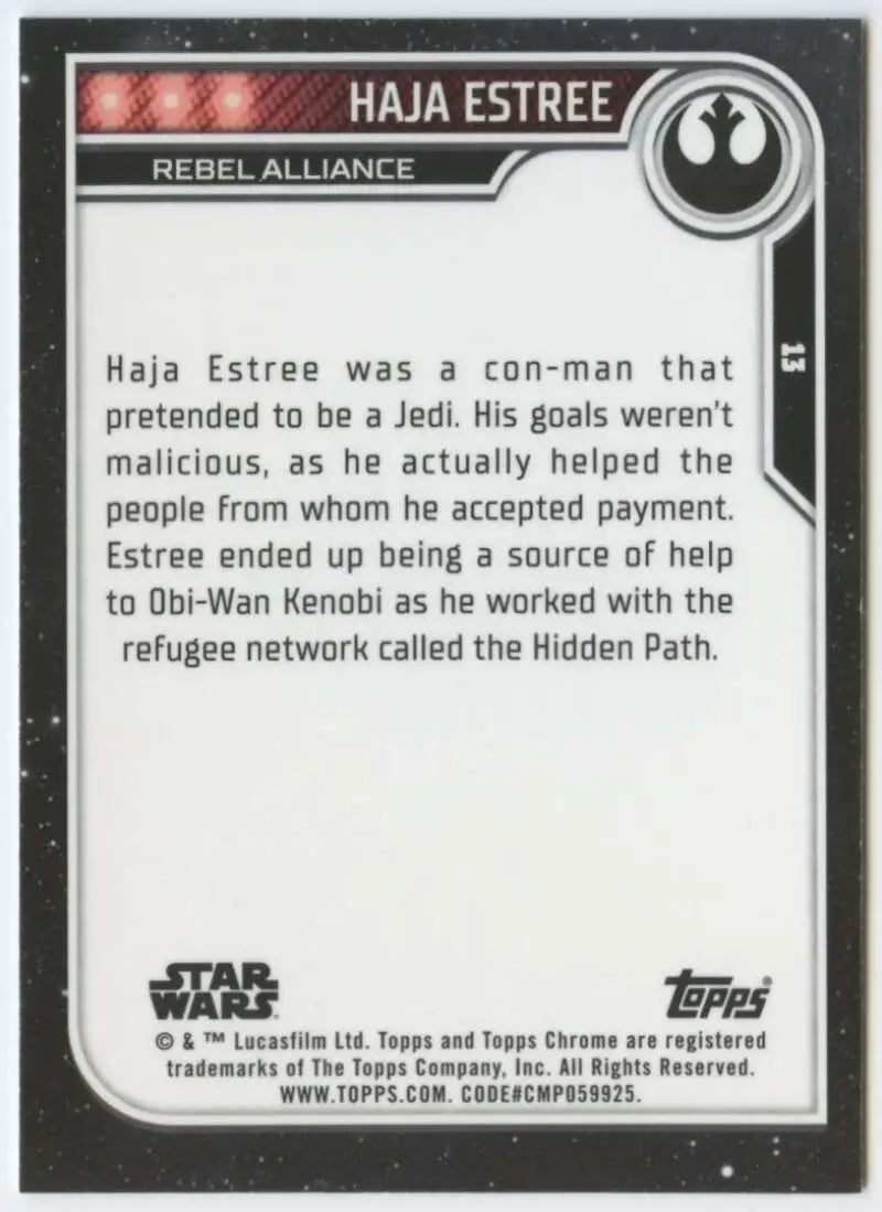 2023 Topps Chrome Star Wars #13 Kumail Nanjiani as Haja Estree NM-MT NonSport Card - Star Wars Card Single