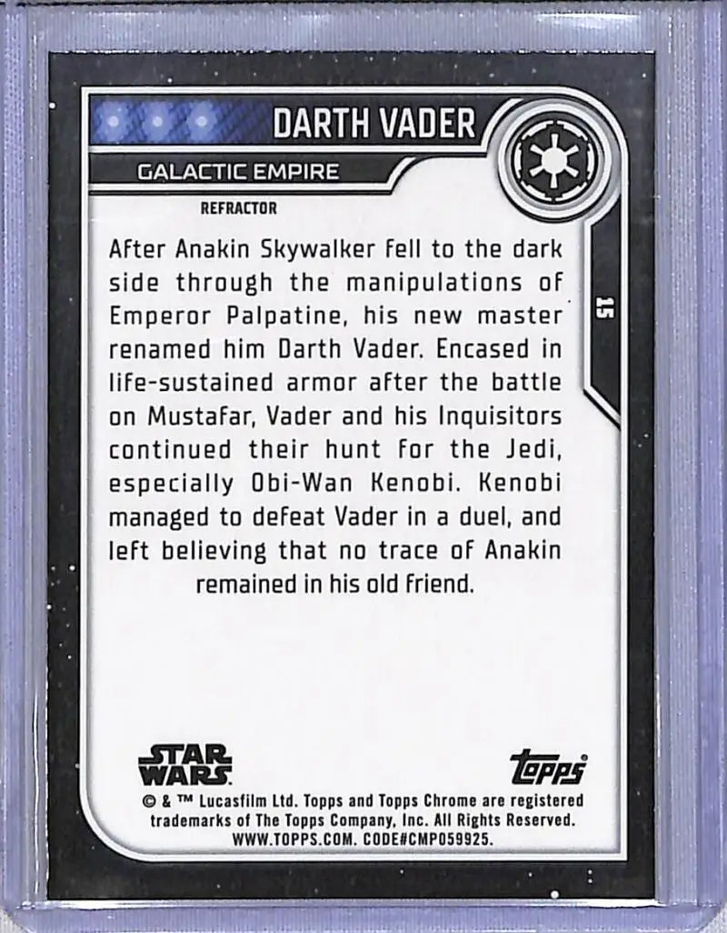 2023 Topps Chrome Star Wars #15 Darth Vader NM-MT - Star Wars Card Single