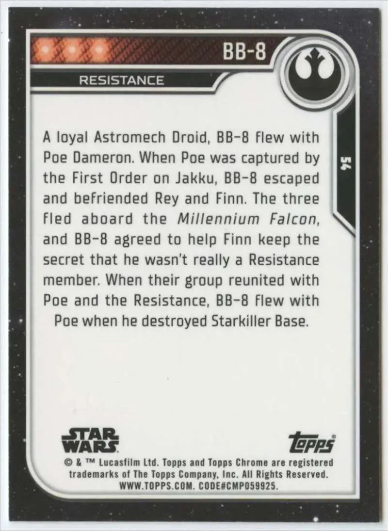 2023 Topps Chrome Star Wars #54 Brian Herring as BB-8 NM-MT NonSport Card - Star Wars Card Single
