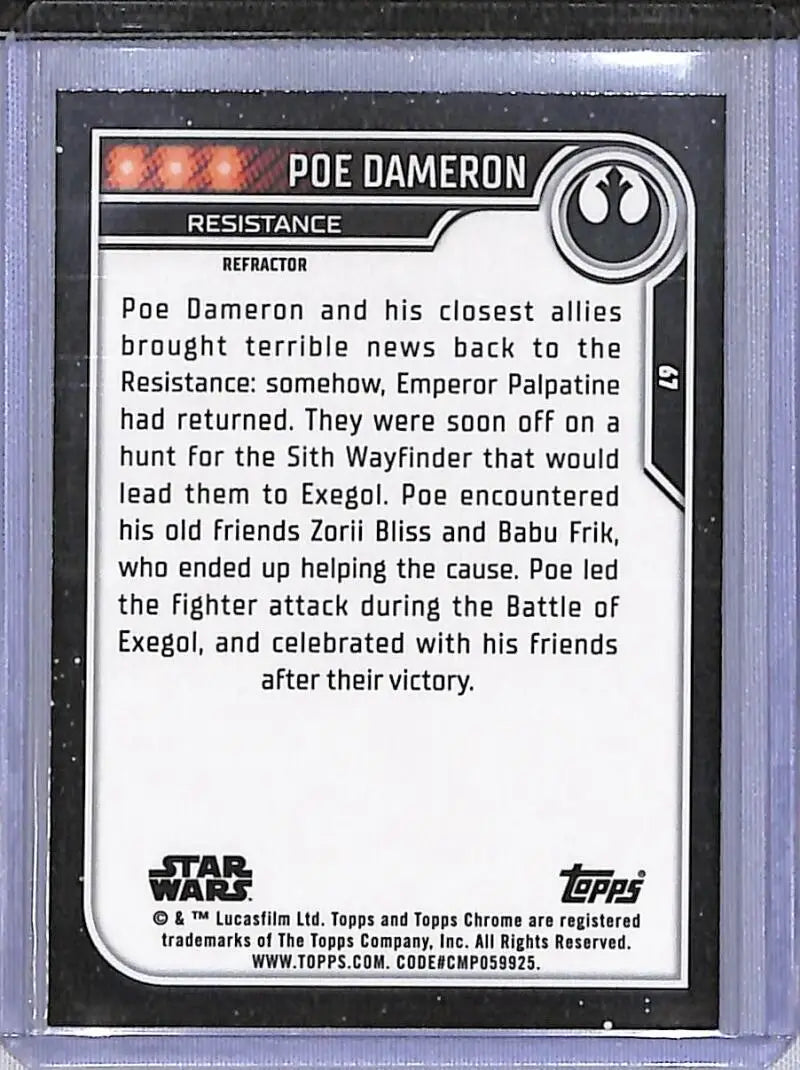 2023 Topps Chrome Star Wars #67 Poe Dameron NM-MT - Star Wars Card Single